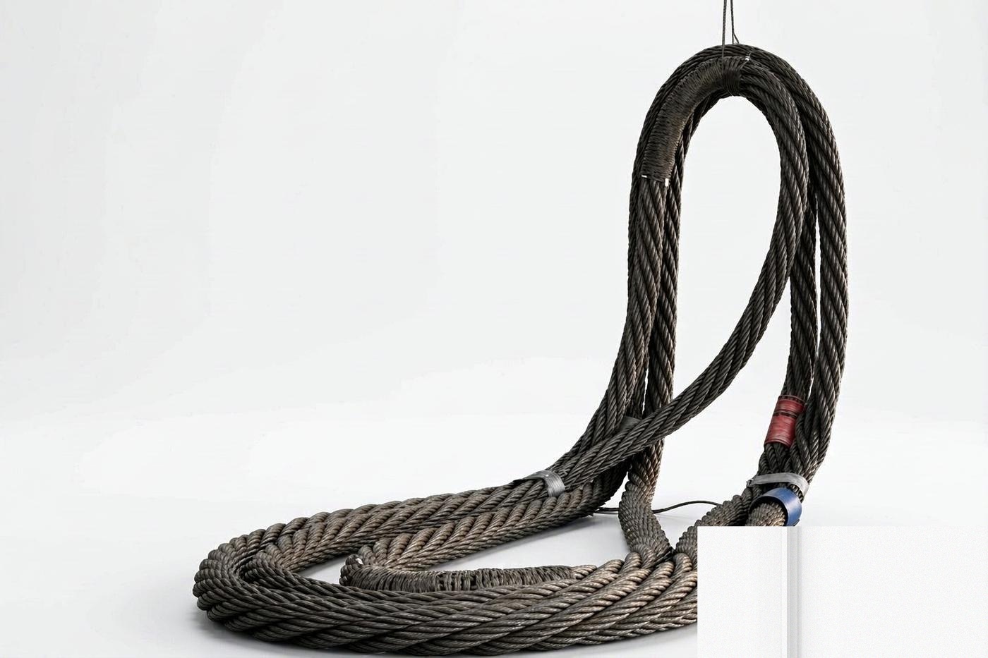 Steel wire rope on dark studio background